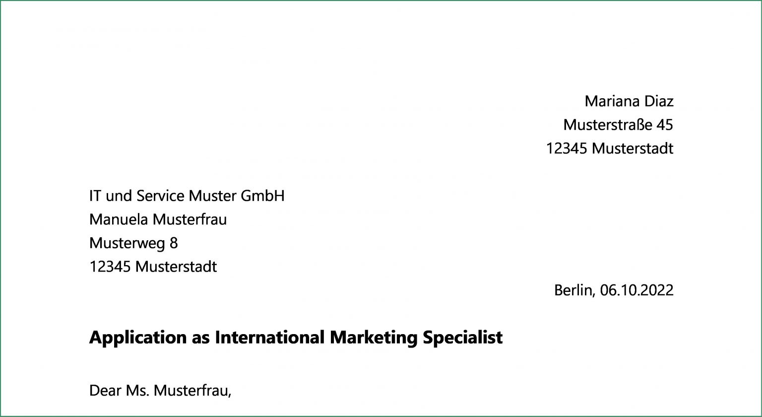 german cover letter examples