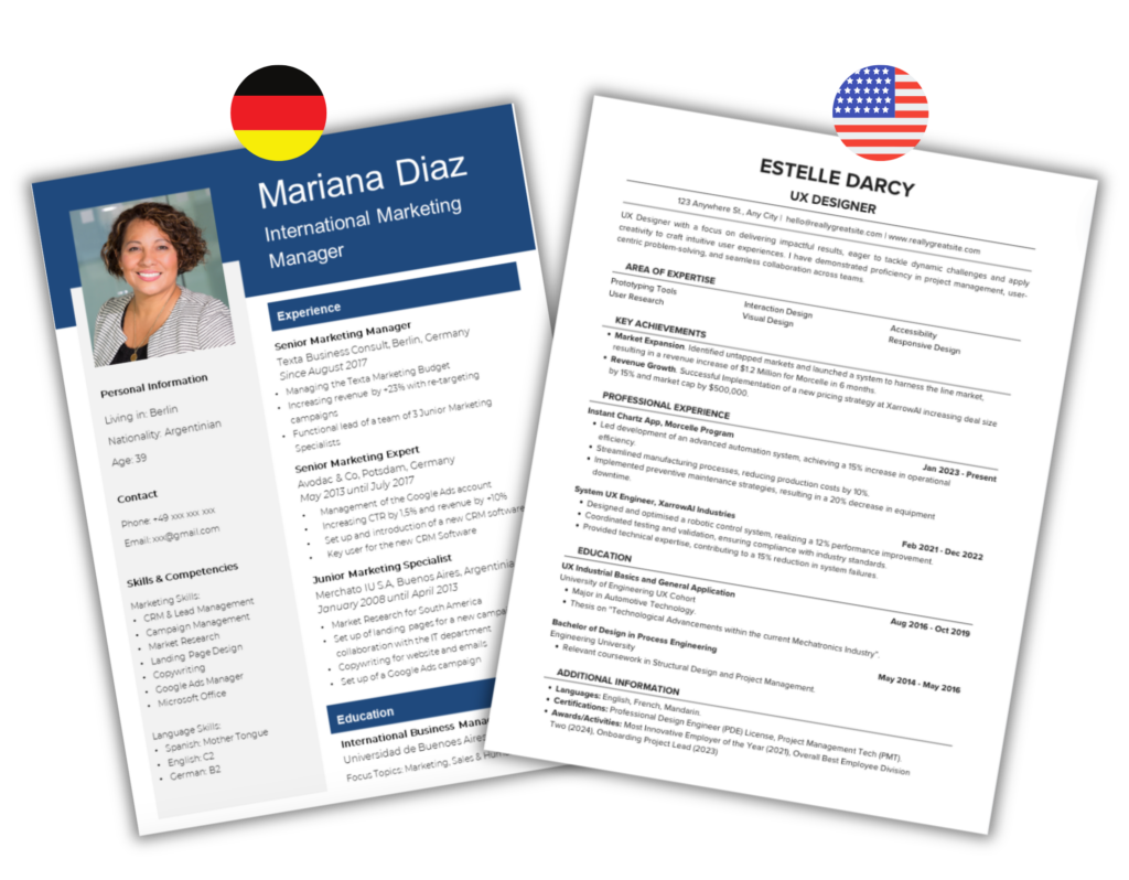 German CV vs American resume